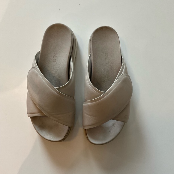 J/SLIDES NYC Bella Minimalist Black Leather Platform Sandal Adjustable Size7 - Picture 2 of 6